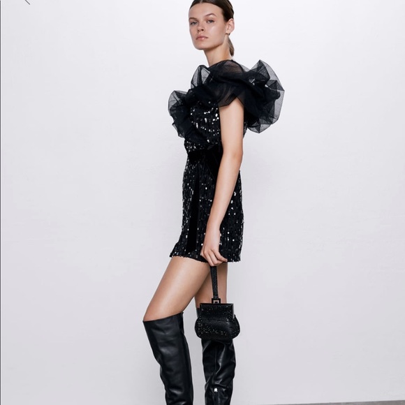 ZARA | Combination Sequin Dress - Picture 4 of 10